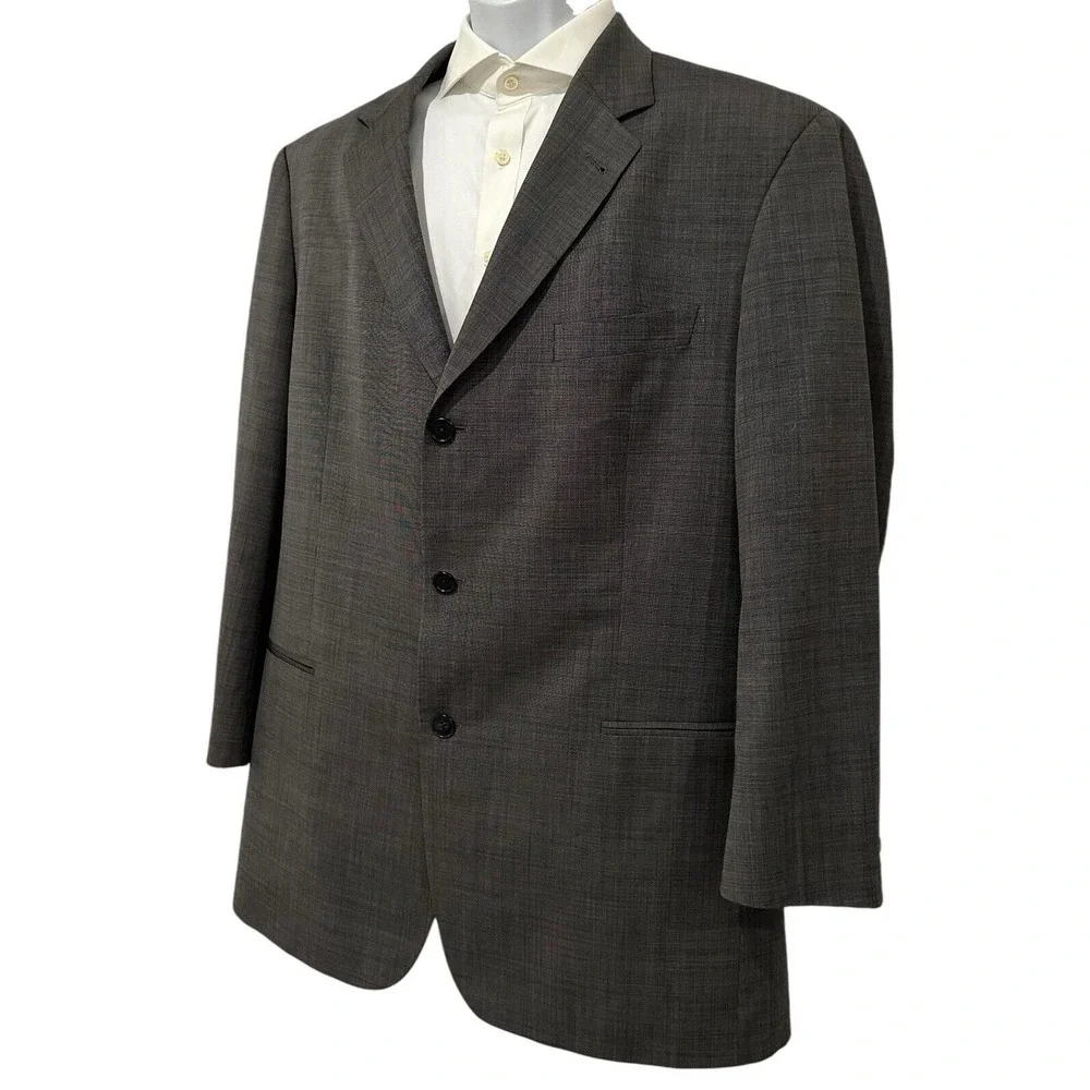 HUGO BOSS Mens Blazer Gray 100% Virgin Wool Blazer Guabello Super 130s‎ 48R